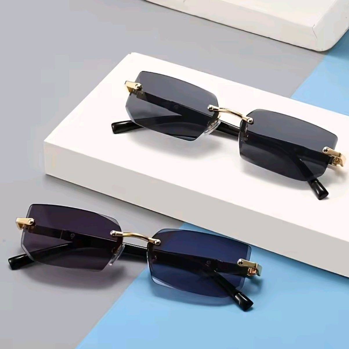Lunettes de Soleil Sans Monture Y2K – Unisexe, Rectangulaires, UV400